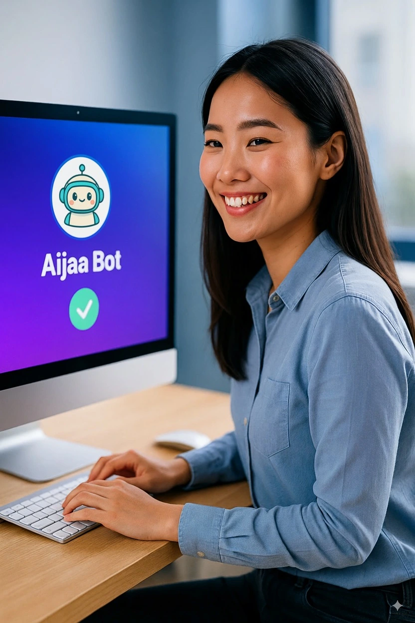 หน้าจอแชตบอท Aijaa Bot กำลังช่วยตอบลูกค้าหลายช่องทาง